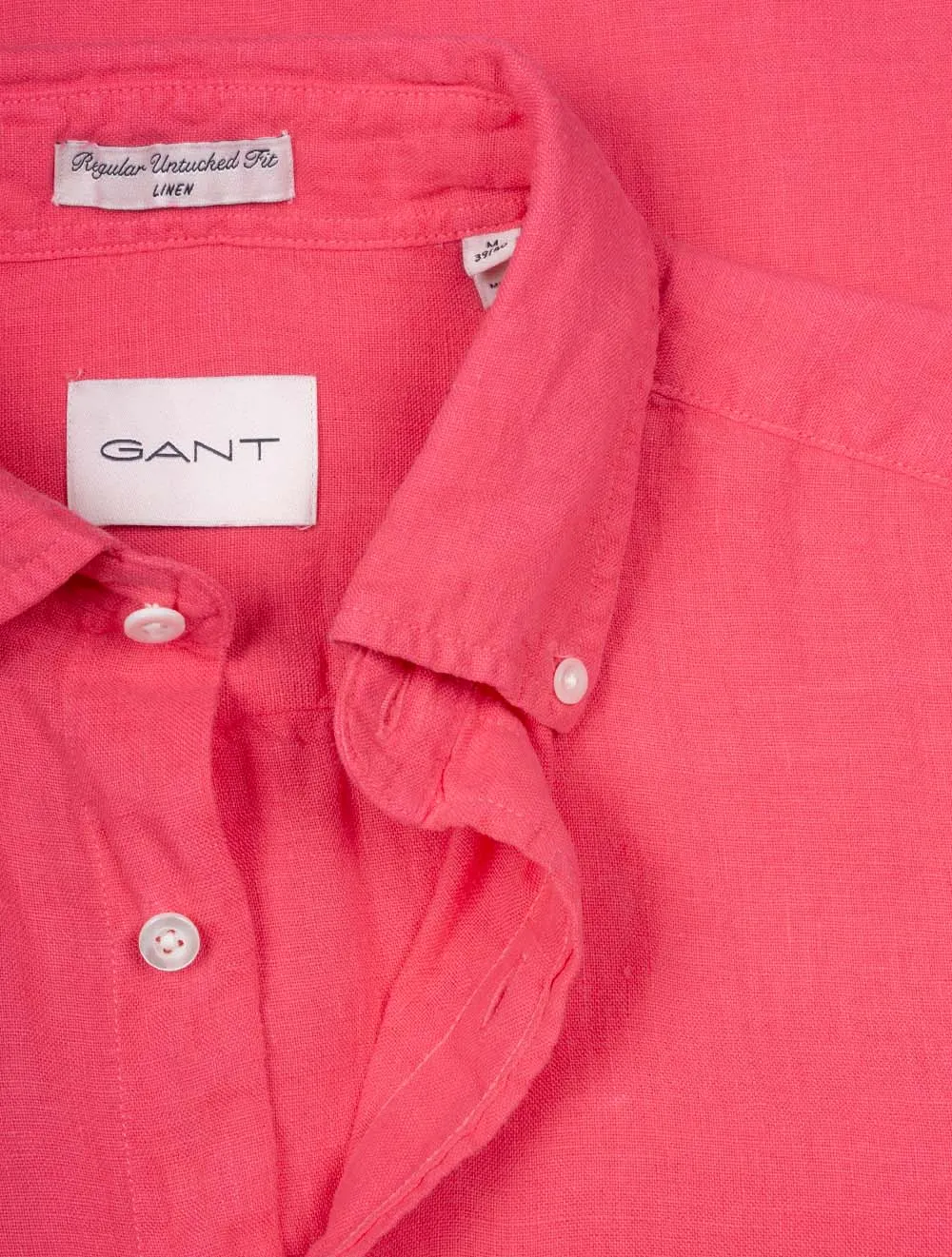 Garngefärbtes Leinenhemd Regular Fit in Wassermelonenrot