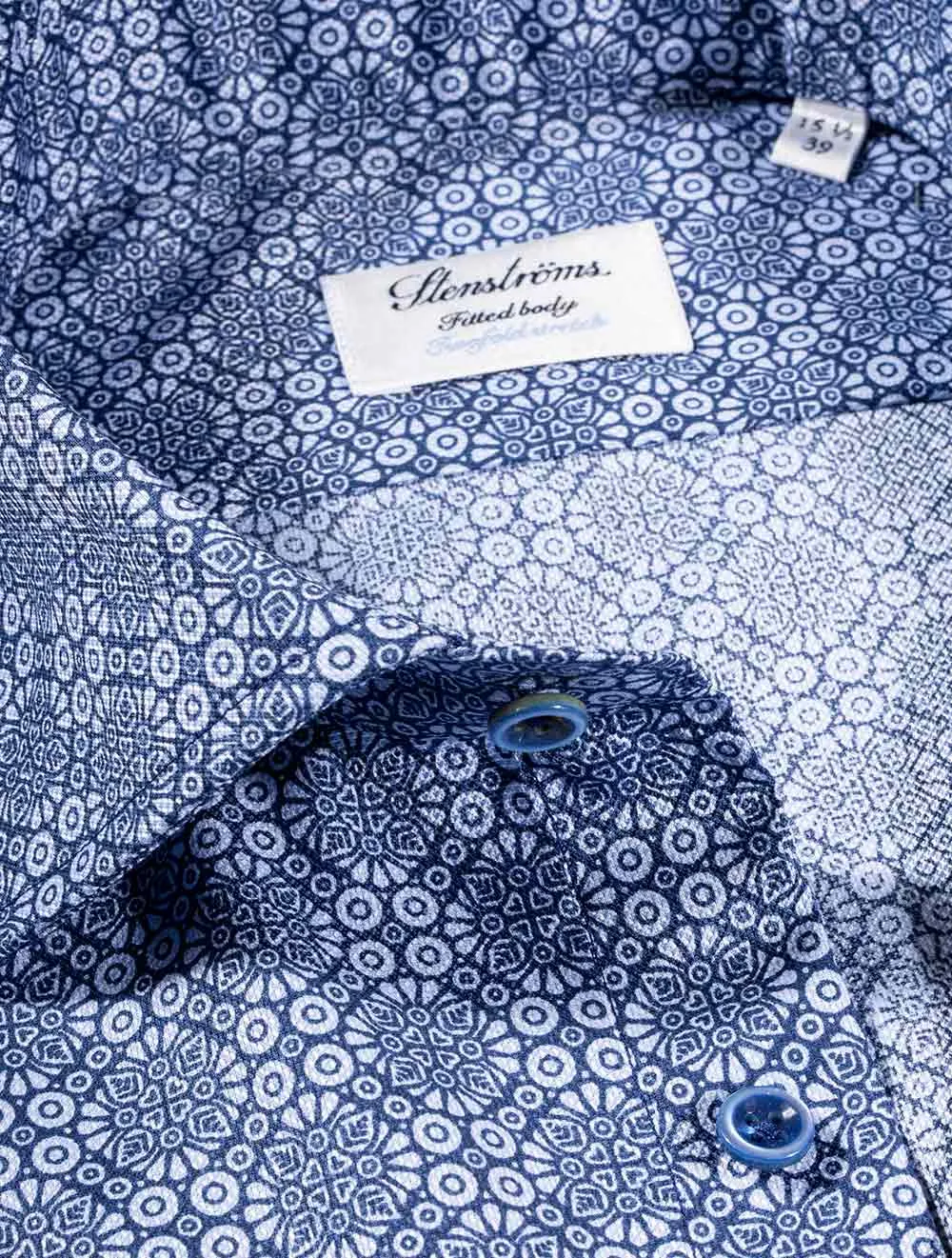 Geometrisches Muster Casual Hemd Blau