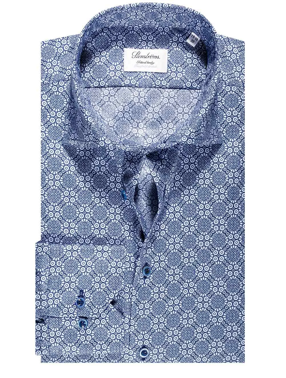 Geometrisches Muster Casual Hemd Blau