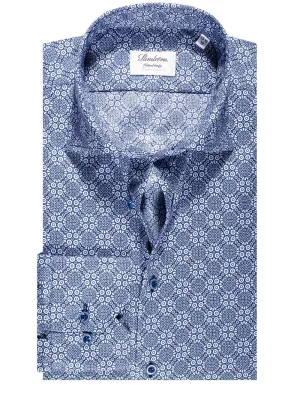 Geometrisches Muster Casual Hemd Blau