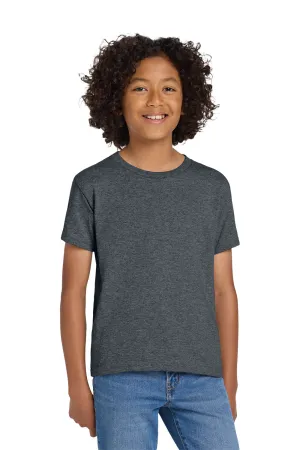 Gildan Youth DryBlend Feuchtigkeitstransportierendes Kurzarm-Crewneck-T-Shirt - Heather Dunkelgrau