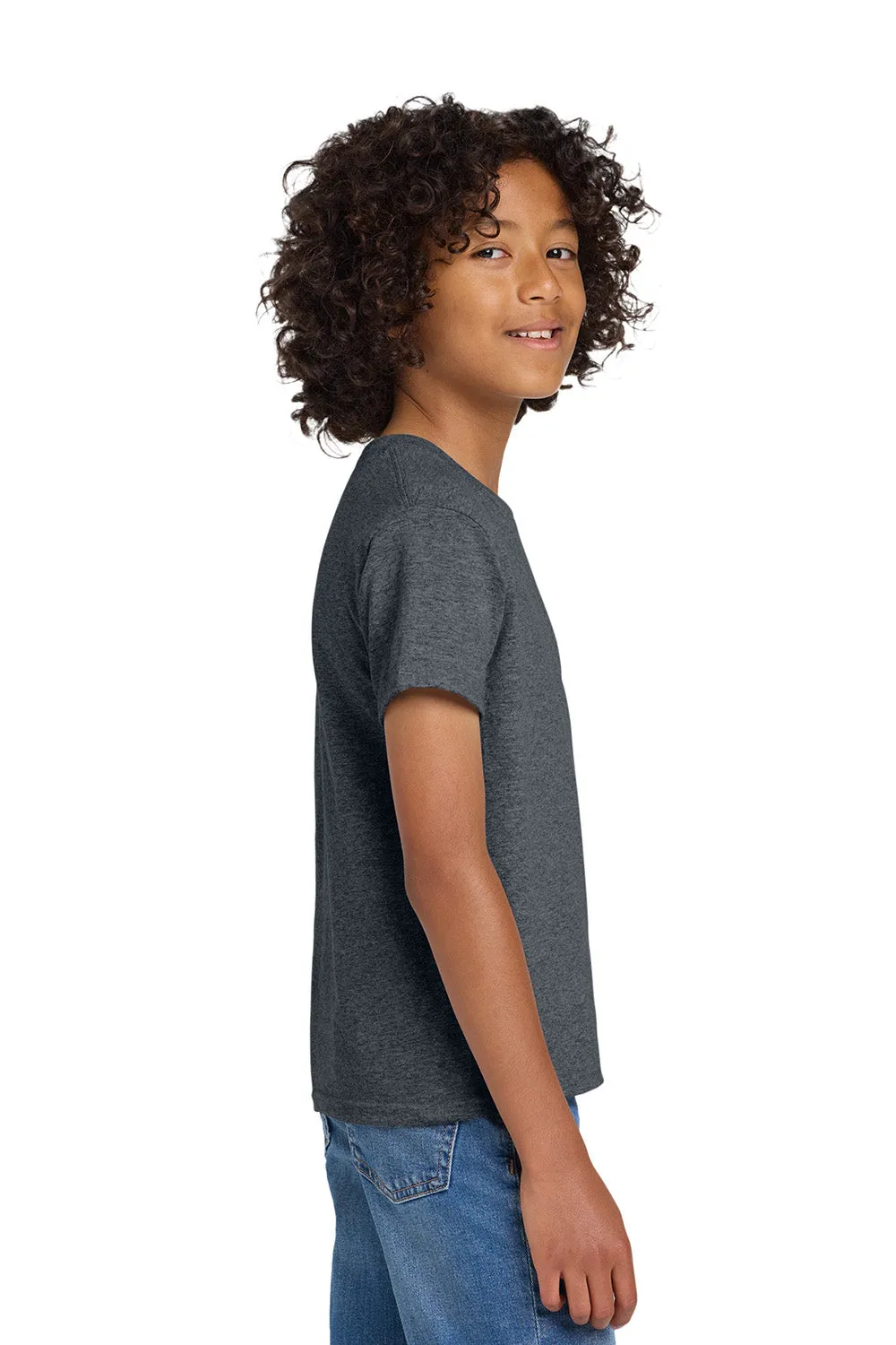 Gildan Youth DryBlend Feuchtigkeitstransportierendes Kurzarm-Crewneck-T-Shirt - Heather Dunkelgrau