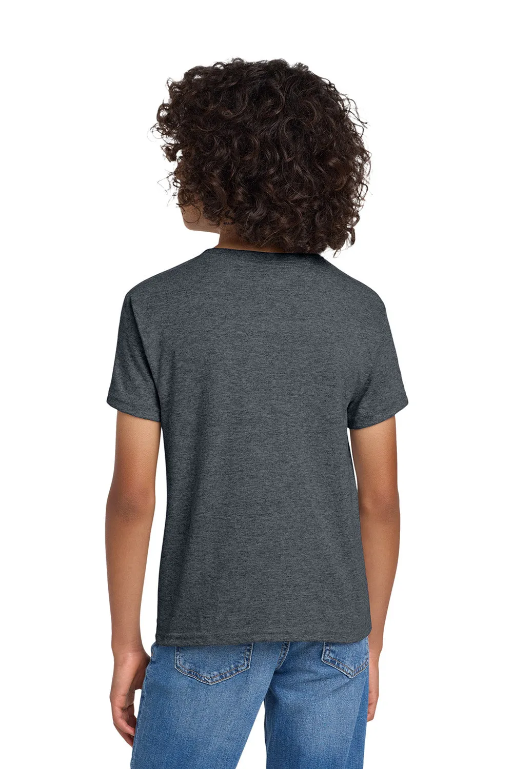 Gildan Youth DryBlend Feuchtigkeitstransportierendes Kurzarm-Crewneck-T-Shirt - Heather Dunkelgrau