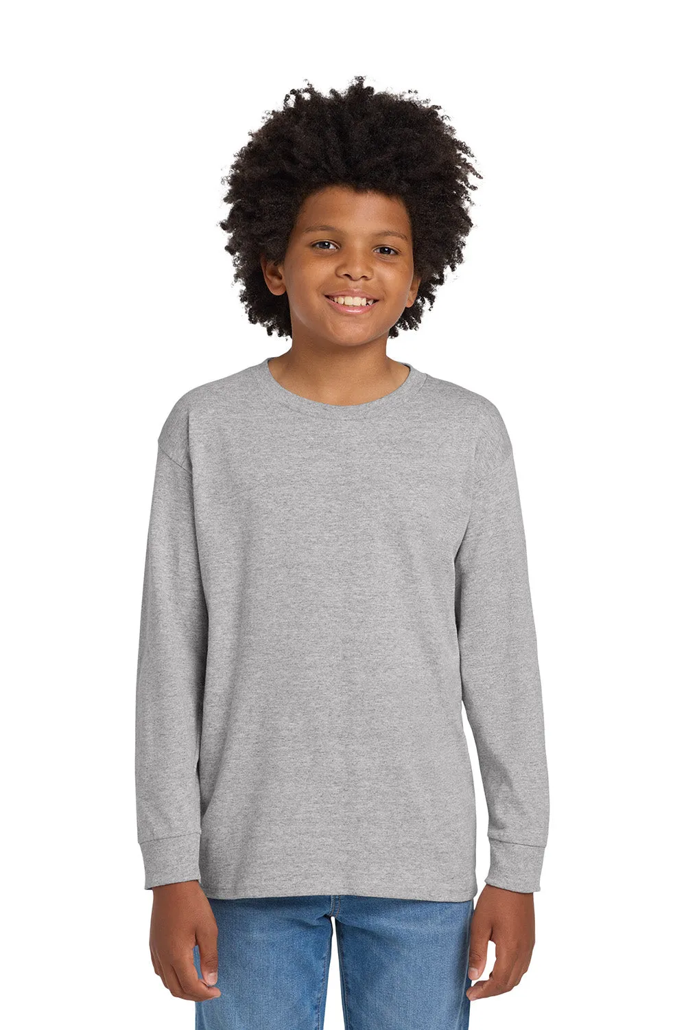 Gildan Langarm-Crewneck-T-Shirt für Jugendliche - Sportgrau