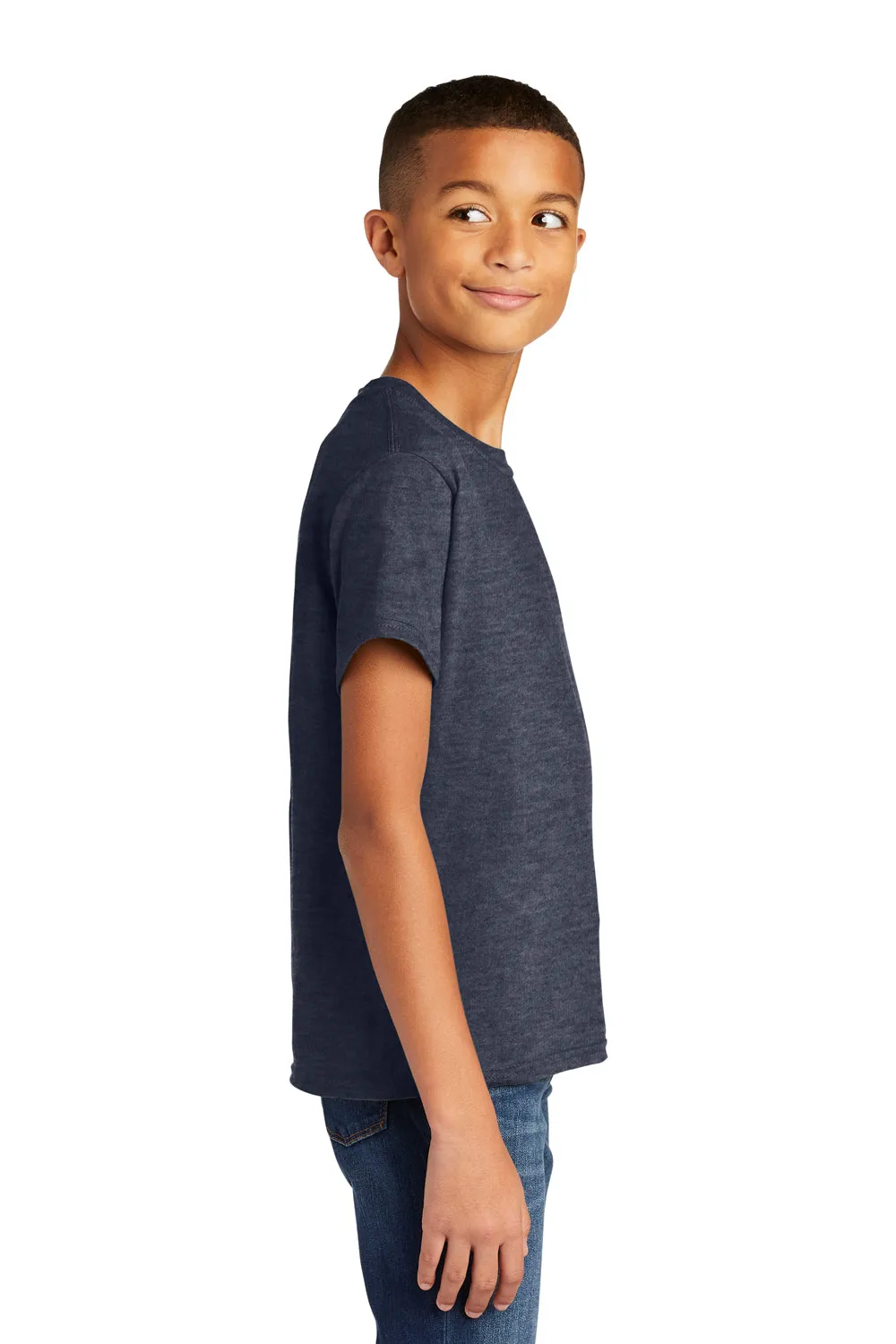 Gildan Youth Softstyle Kurzarm Rundhals T-Shirt - Meliertes Marineblau