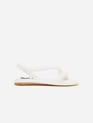 Gina Vegan Nappa Leder Chunky Flache Sandalen | Weiß