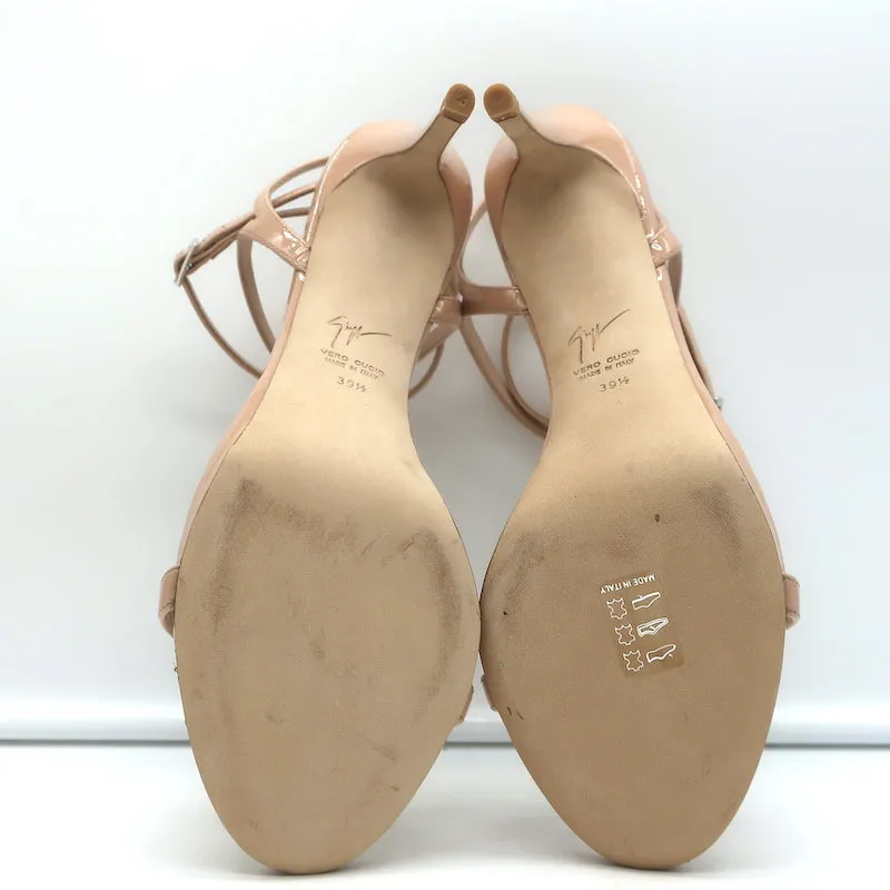 Giuseppe Zanotti Sandalen mit Kristallverzierungen Ellie Nude Lack Größe 39.5 NEU