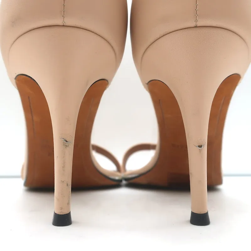 Givenchy Nadia Riemchensandalen Nude Leder Größe 41 Zehenfreie Absatzschuhe