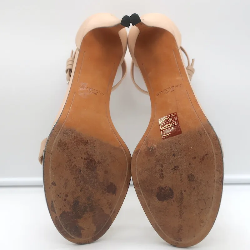 Givenchy Nadia Riemchensandalen Nude Leder Größe 41 Zehenfreie Absatzschuhe