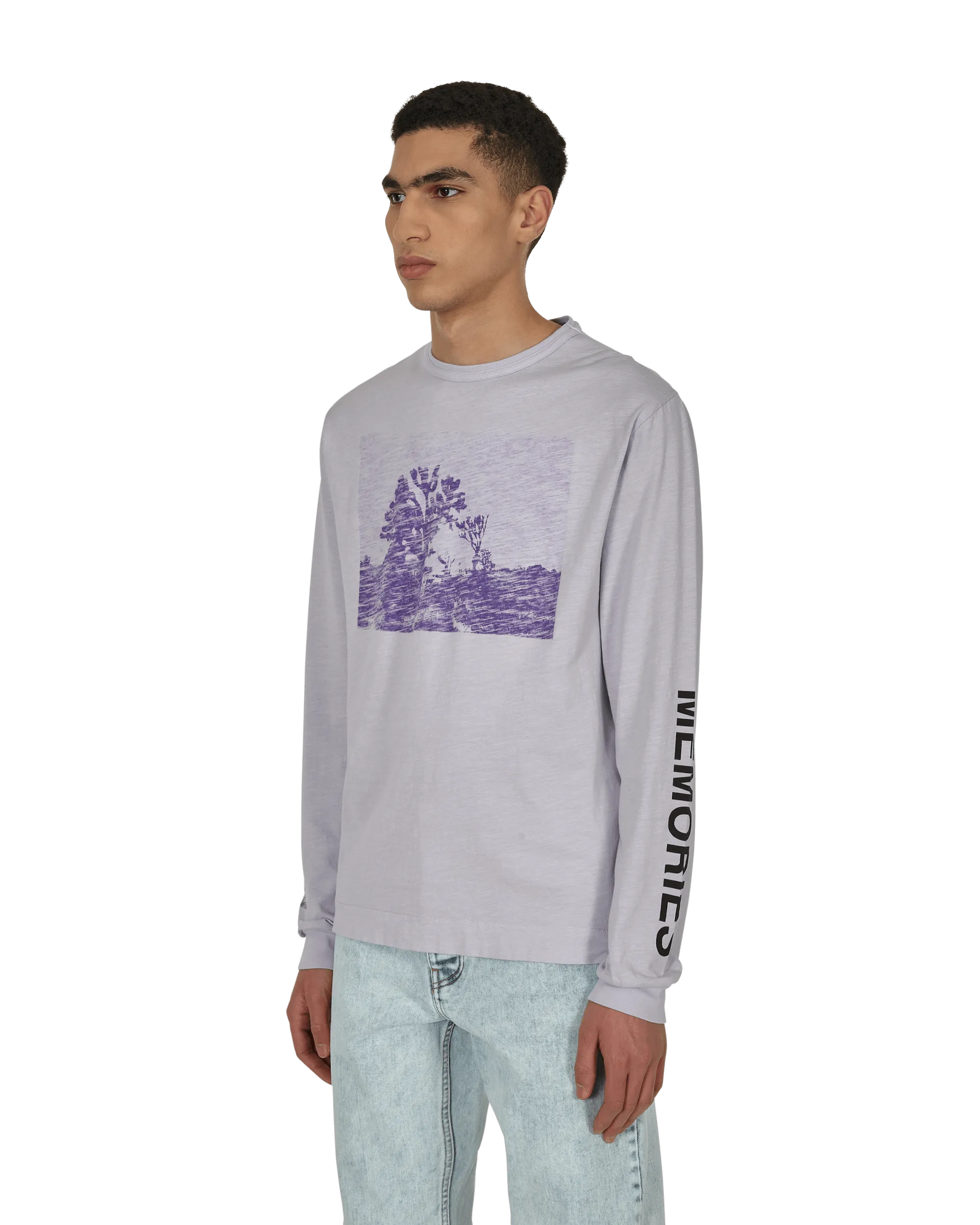 Grafik-Langarmshirt Lila