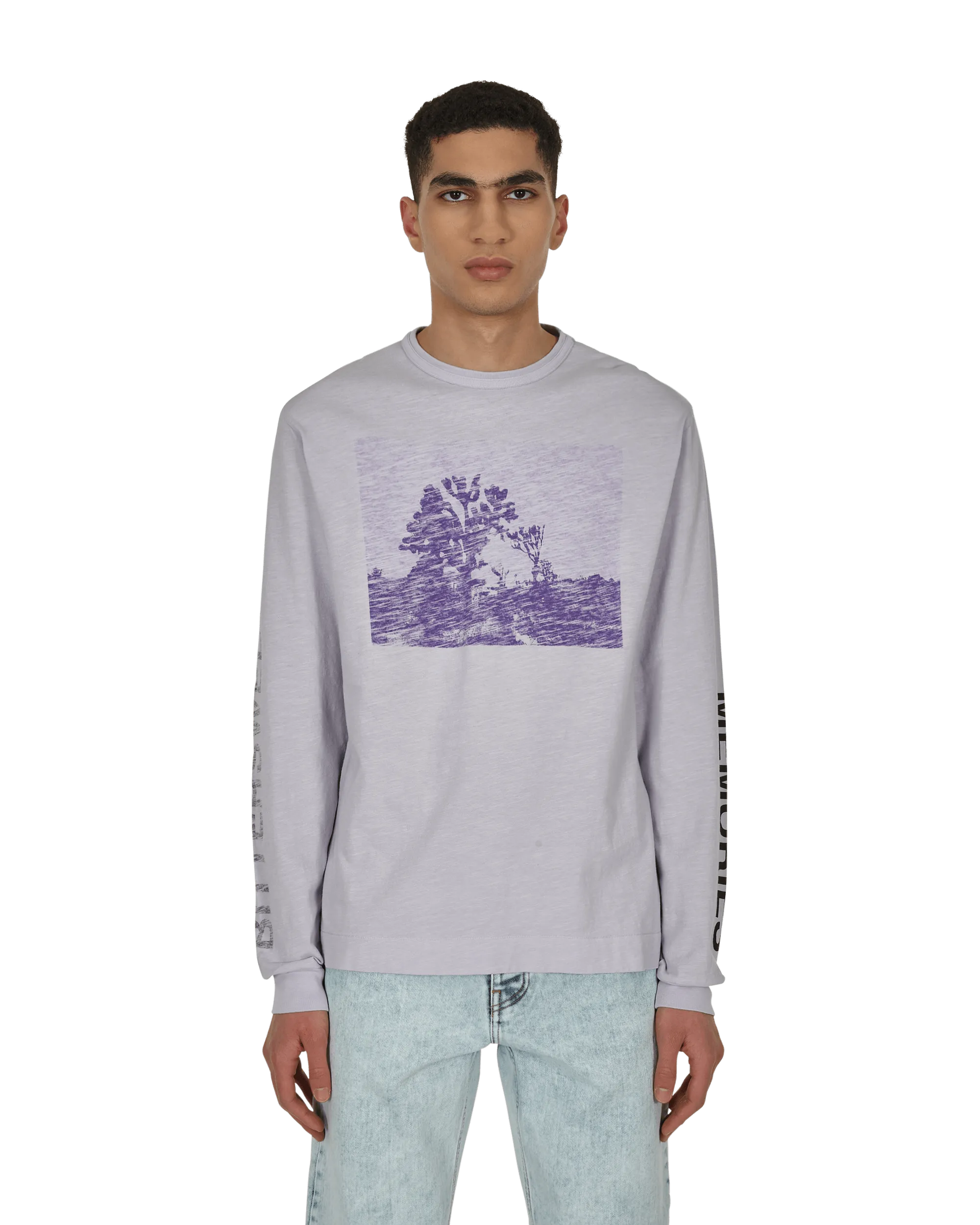 Grafik-Langarmshirt Lila