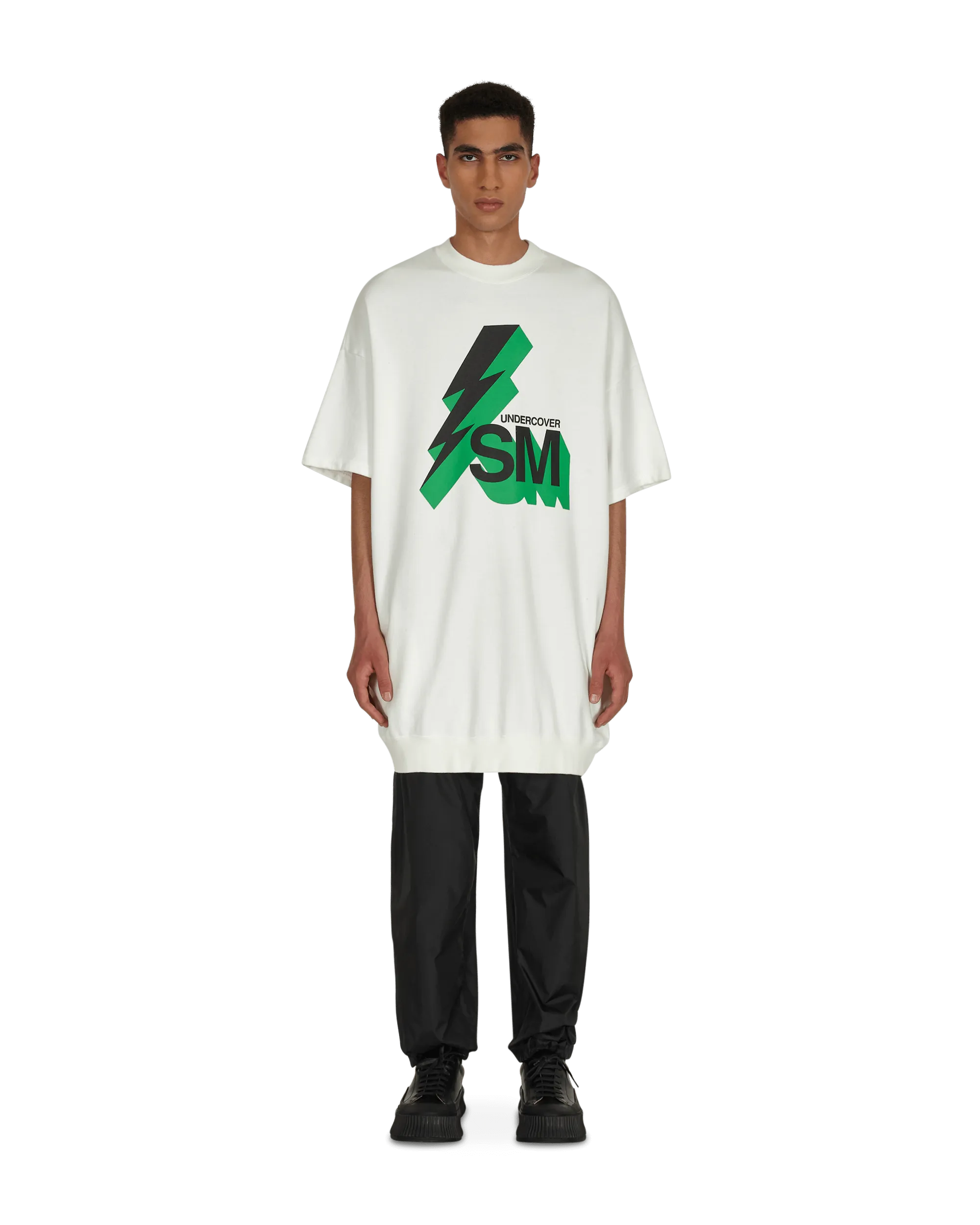 Grafisches Sweatshirt mit kurzen Ärmeln und Rundhalsausschnitt in Weiß