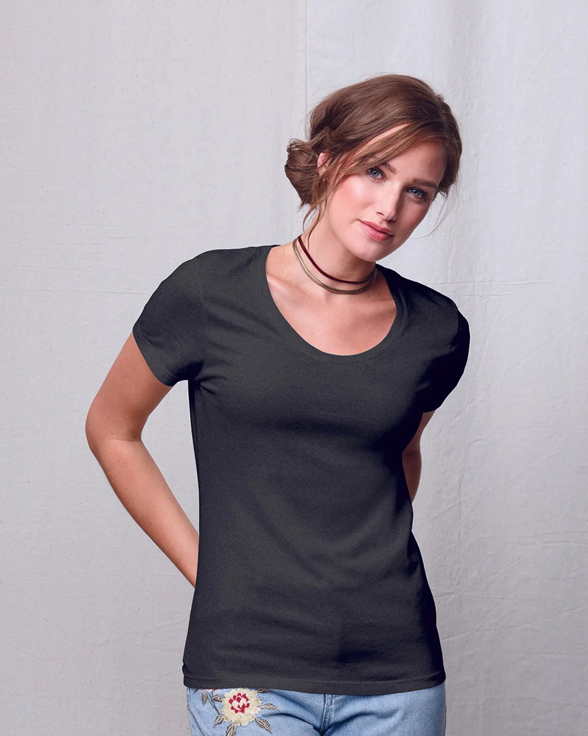 Hanes MO150 Damen Modal Triblend Scoop T-Shirt