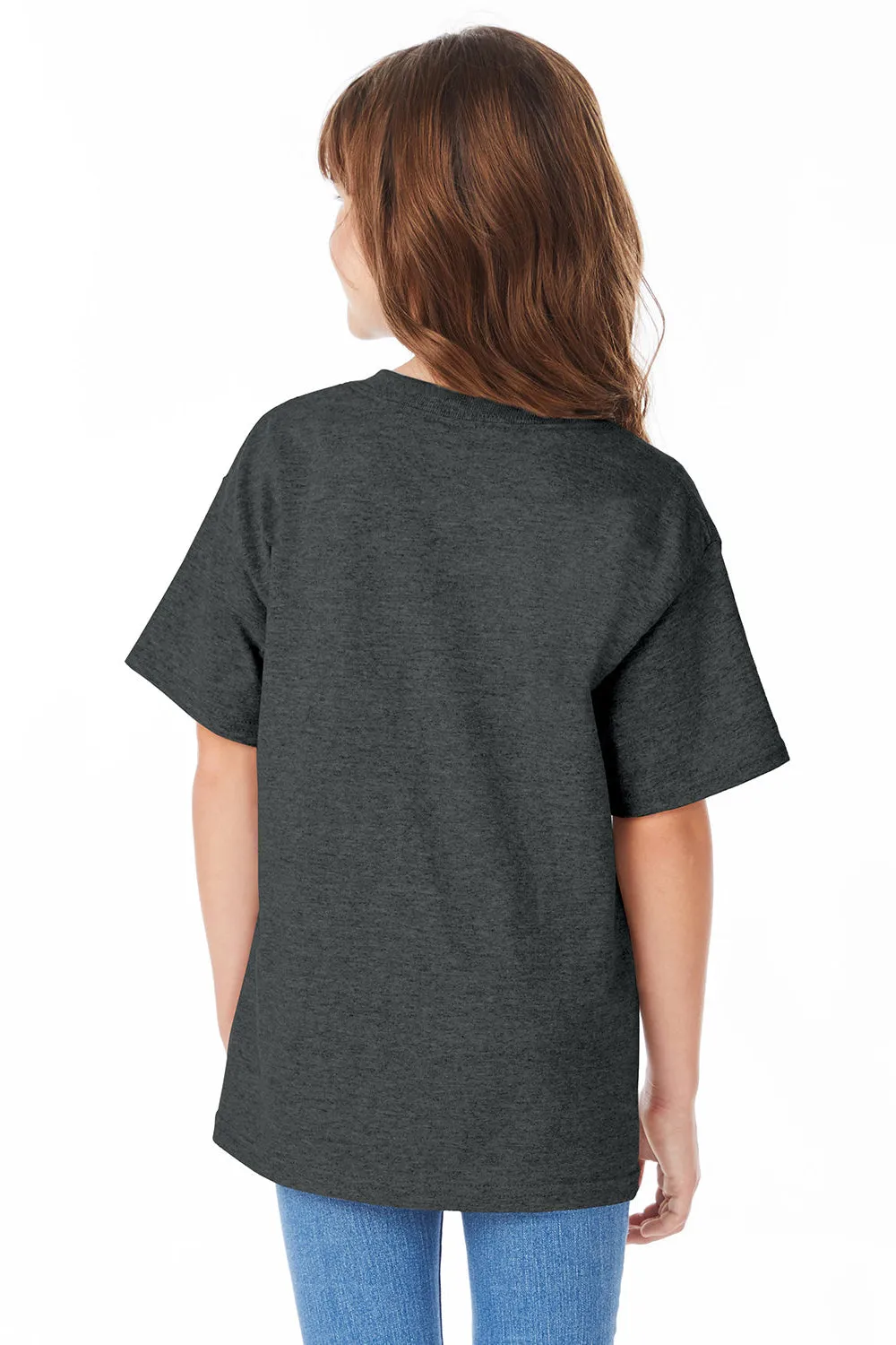 Hanes Youth ComfortSoft Kurzarm Rundhals T-Shirt - Meliertes Anthrazitgrau