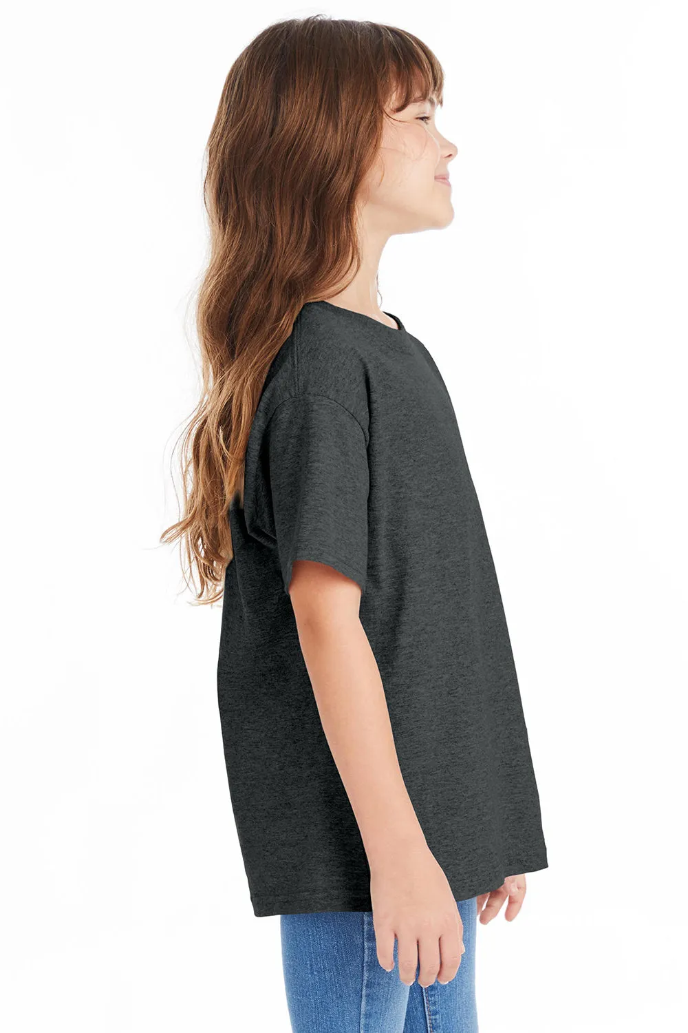 Hanes Youth ComfortSoft Kurzarm Rundhals T-Shirt - Meliertes Anthrazitgrau
