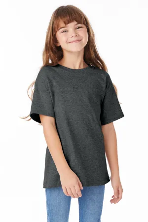Hanes Youth ComfortSoft Kurzarm Rundhals T-Shirt - Meliertes Anthrazitgrau