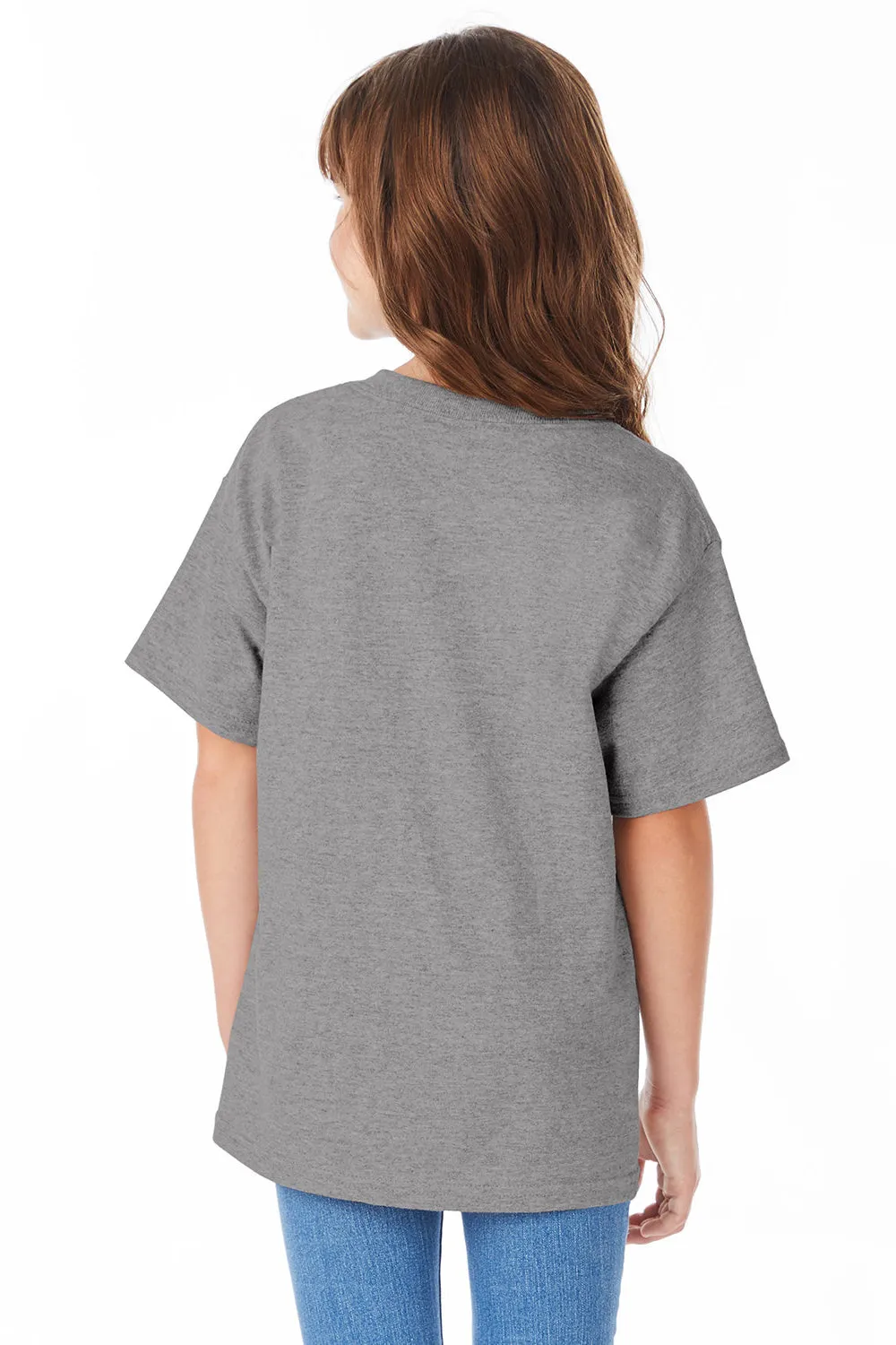 Hanes Youth ComfortSoft Kurzarm Rundhals T-Shirt - Oxford Grau