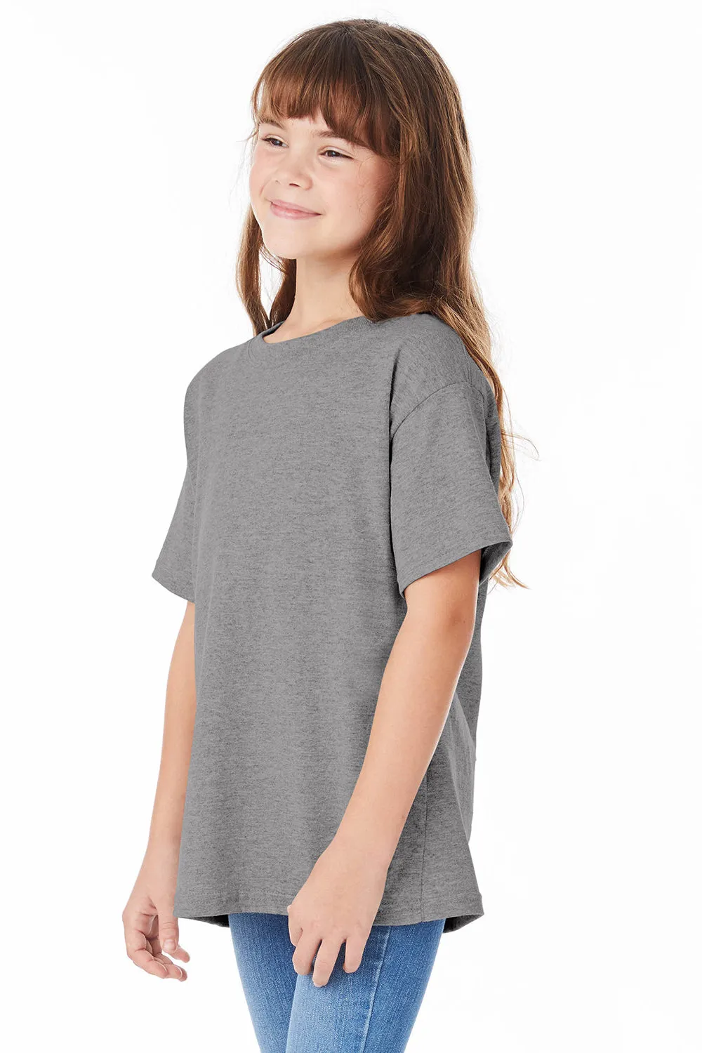 Hanes Youth ComfortSoft Kurzarm Rundhals T-Shirt - Oxford Grau