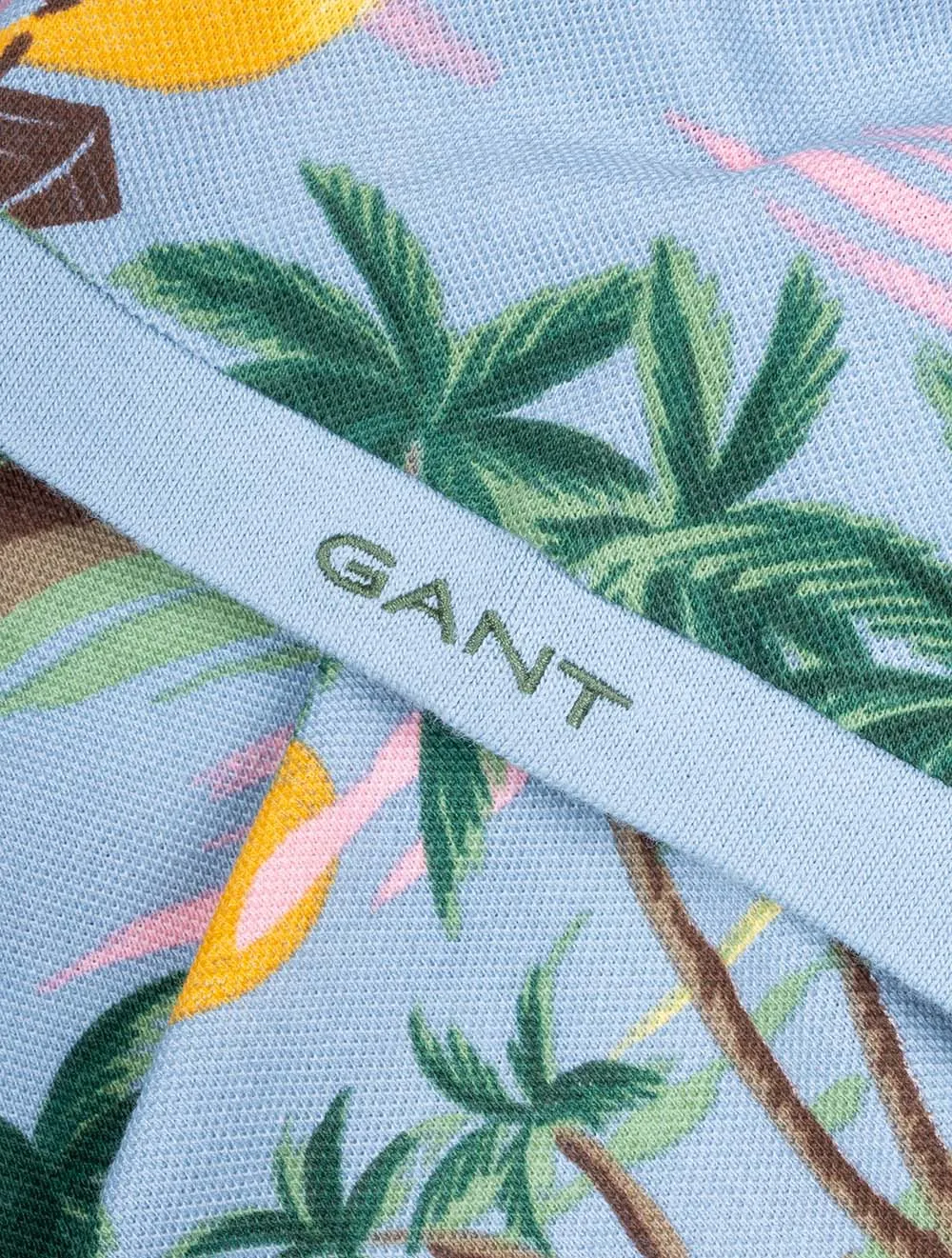 Hawaii-Druck Kurzarm Polo Taubenblau