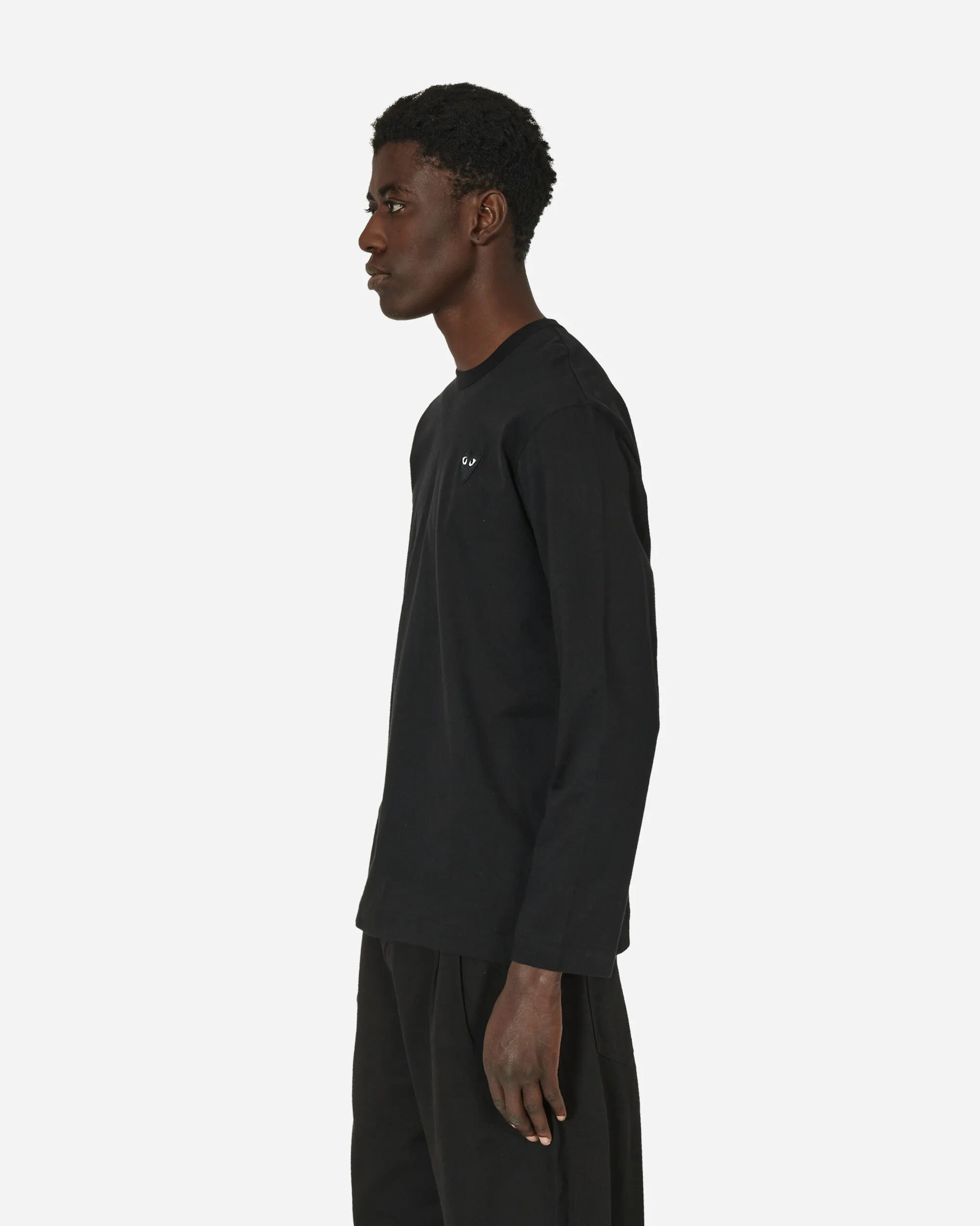 Herz-Langarm-T-Shirt Schwarz