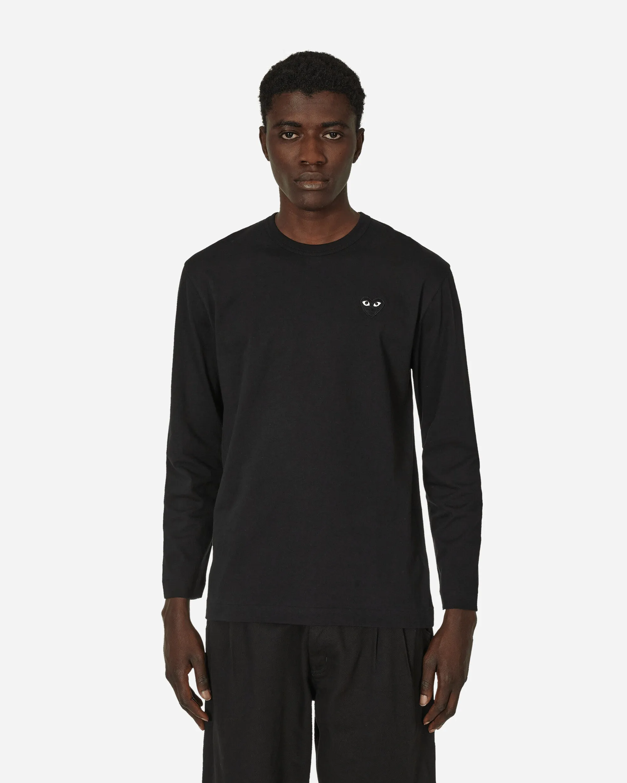 Herz-Langarm-T-Shirt Schwarz