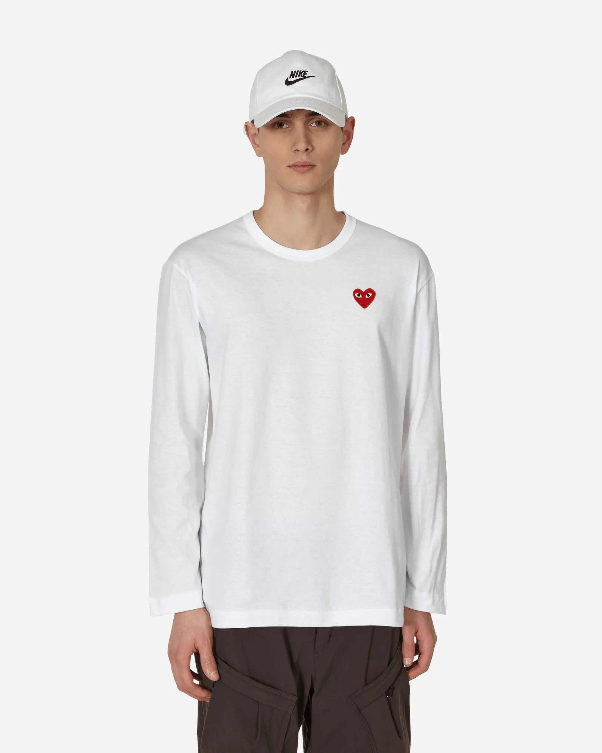 Herz-Langarm-T-Shirt Weiß