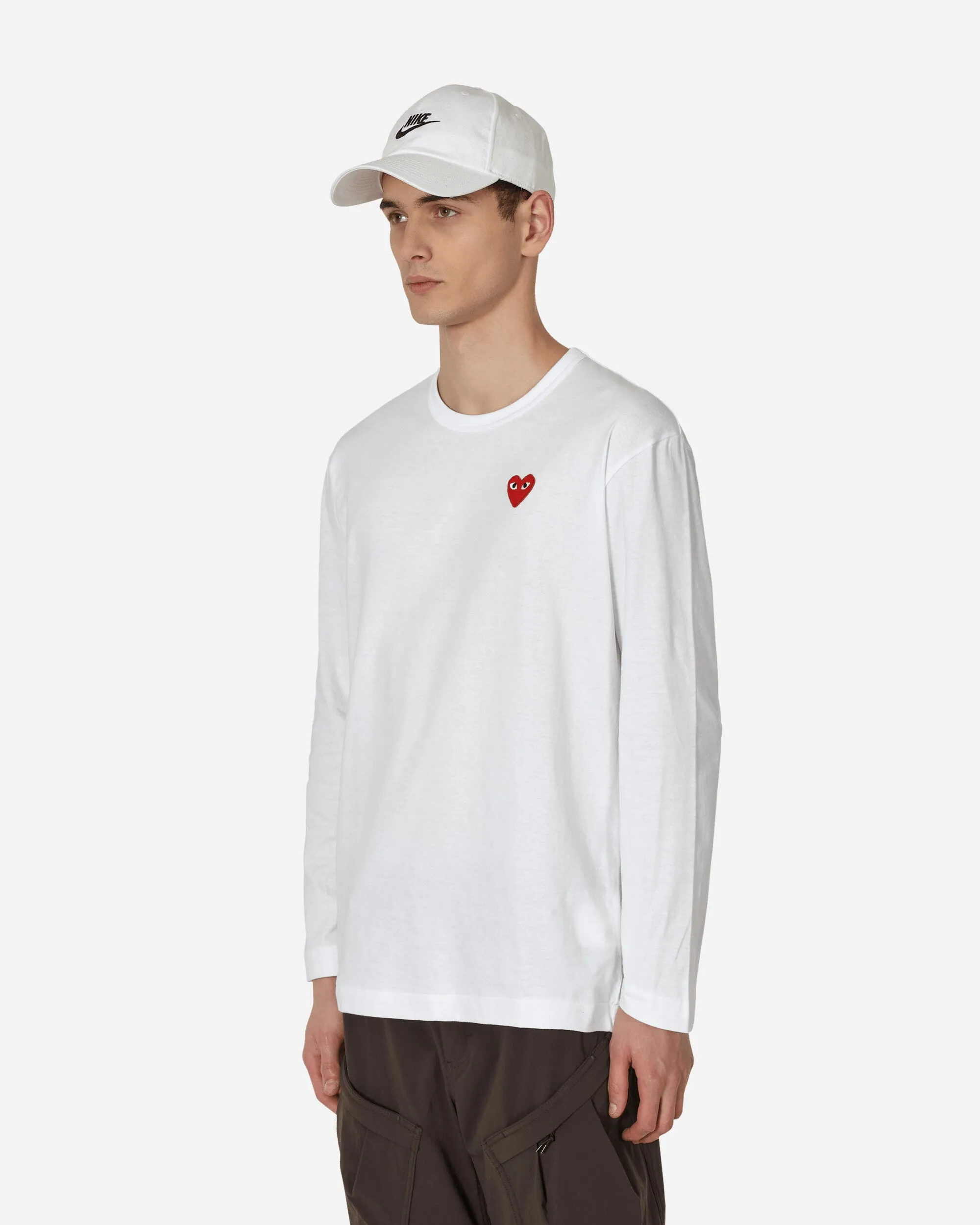 Herz-Langarm-T-Shirt Weiß