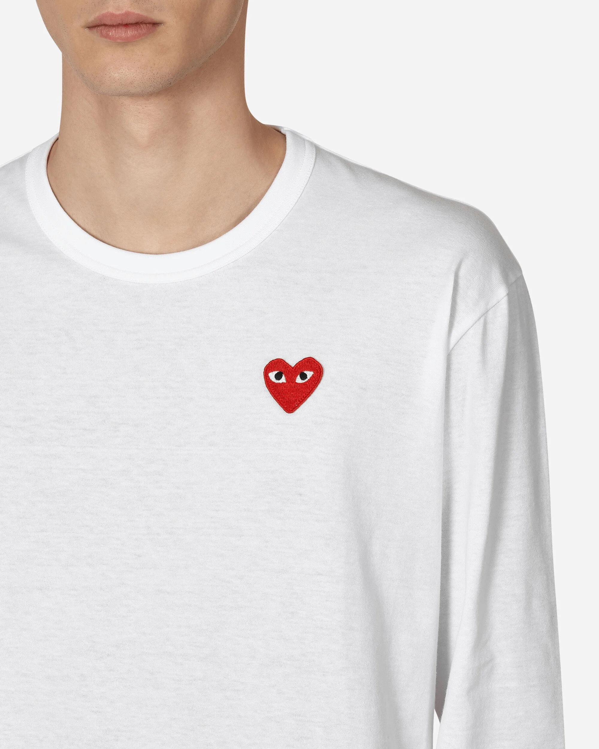 Herz-Langarm-T-Shirt Weiß