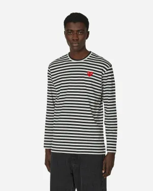 Herz-Gestreiftes Langarm-T-Shirt Schwarz