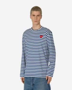 Herzgestreiftes Langarm-T-Shirt Marineblau