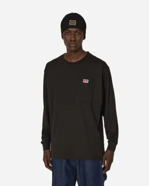 Robustes Klassisches Etikett T-Shirt mit Langarm und Tasche Schwarz