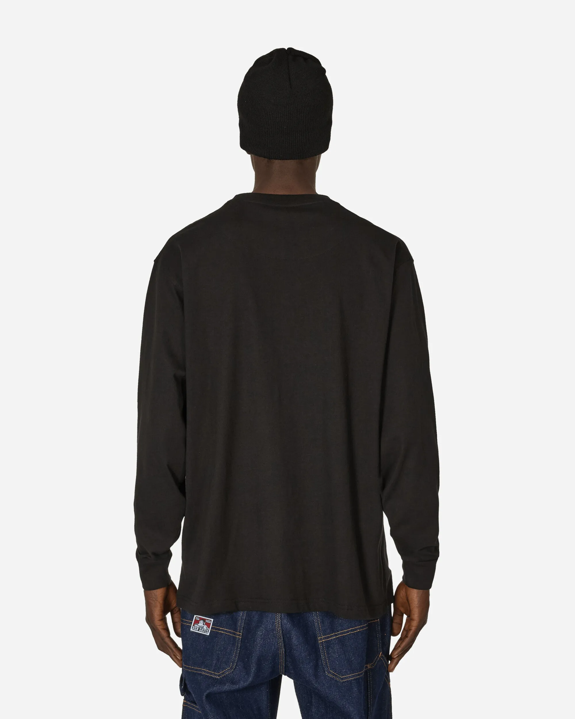 Robustes Klassisches Etikett T-Shirt mit Langarm und Tasche Schwarz