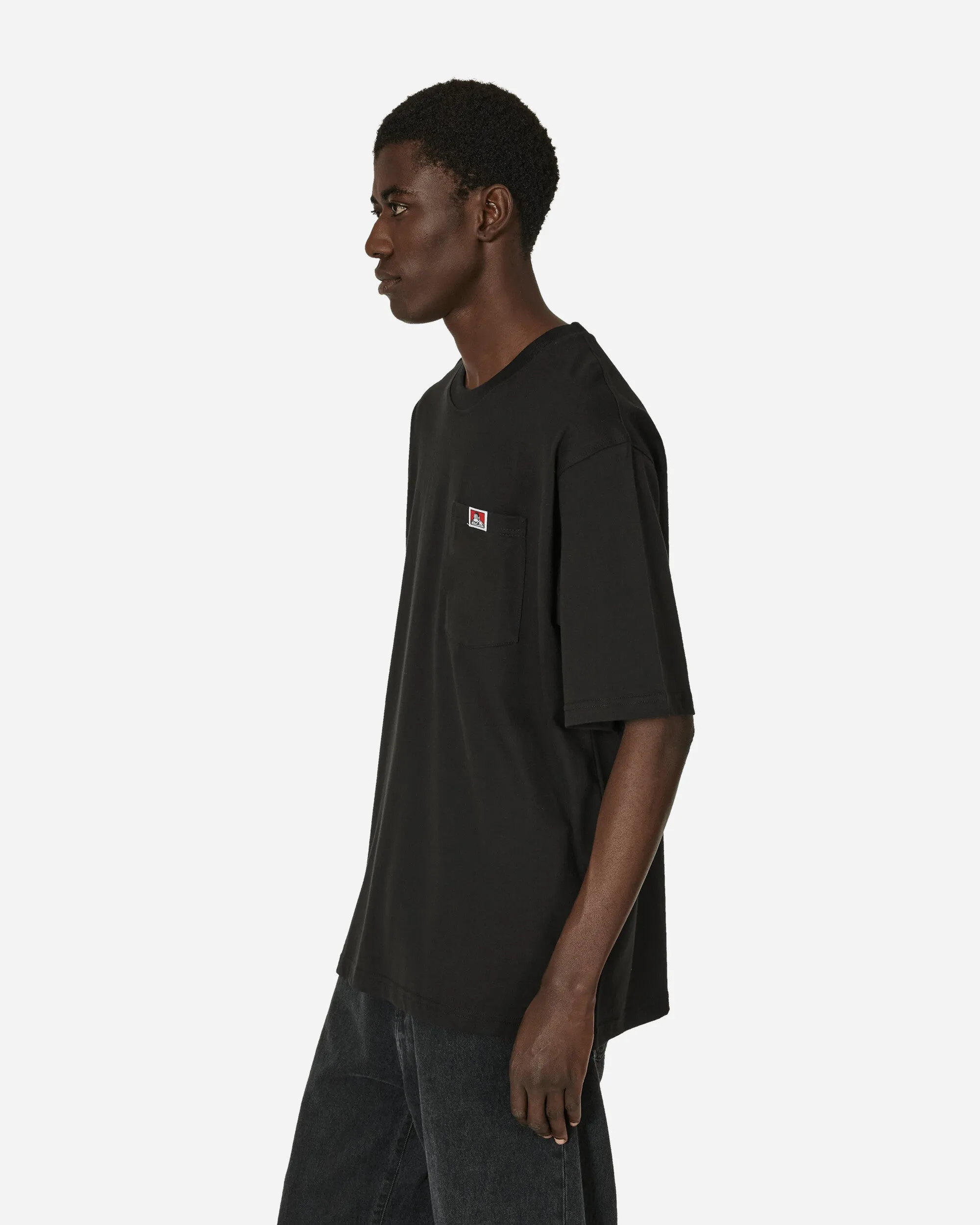 Robustes Klassisches Etikett T-Shirt mit Tasche Schwarz