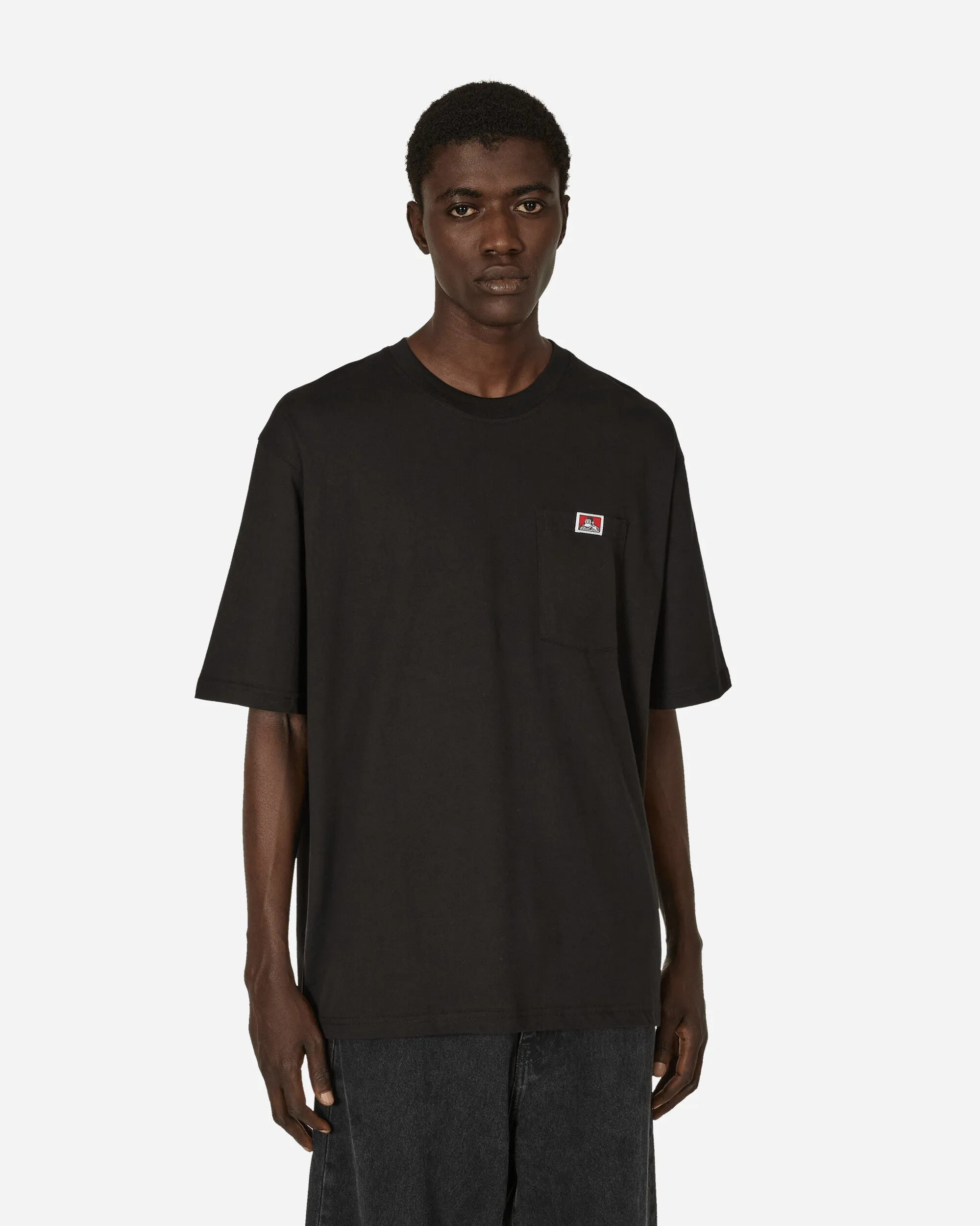Robustes Klassisches Etikett T-Shirt mit Tasche Schwarz