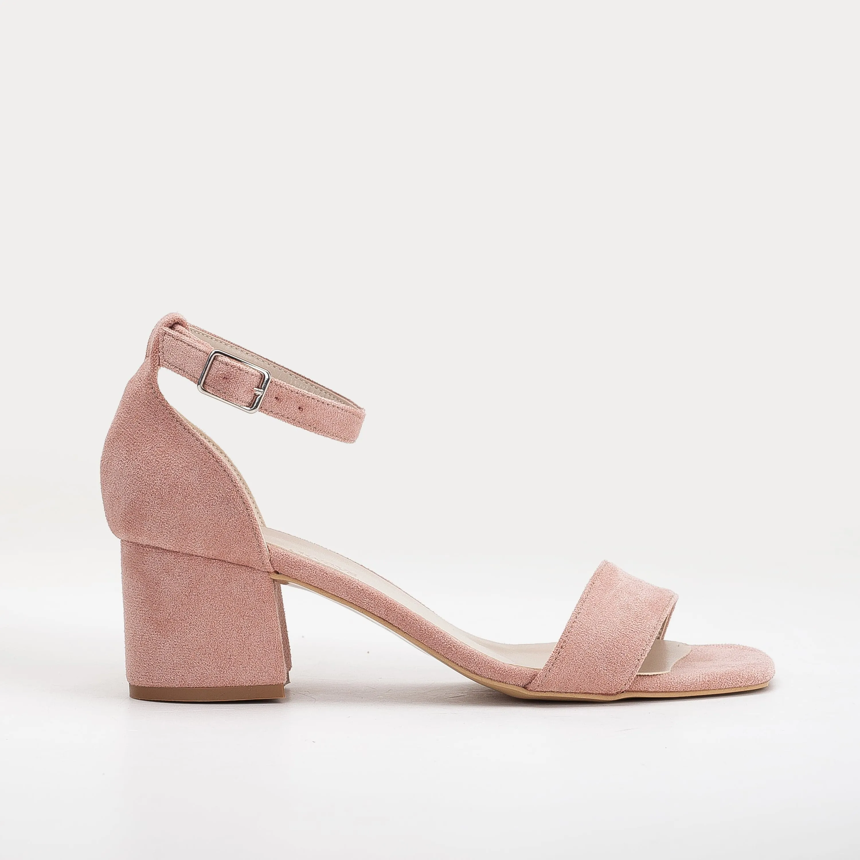 Illy Vegan Wildleder Perlen Blockabsätze | Staubiges Rosa