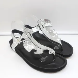 Isabel Marant Leakey Rüschen Sandalen Silber Metallic Leder Größe 41
