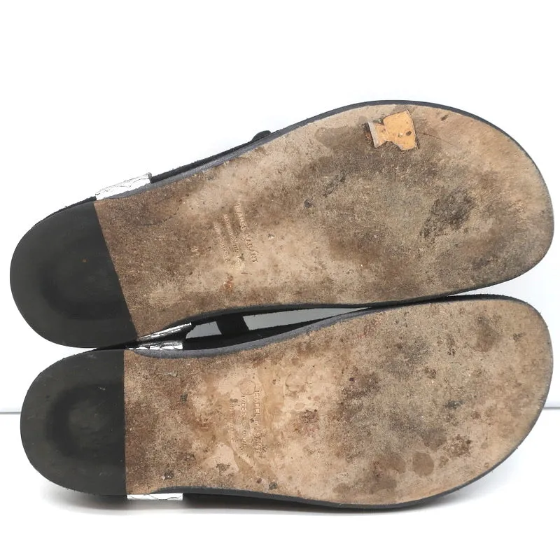 Isabel Marant Leakey Rüschen Sandalen Silber Metallic Leder Größe 41