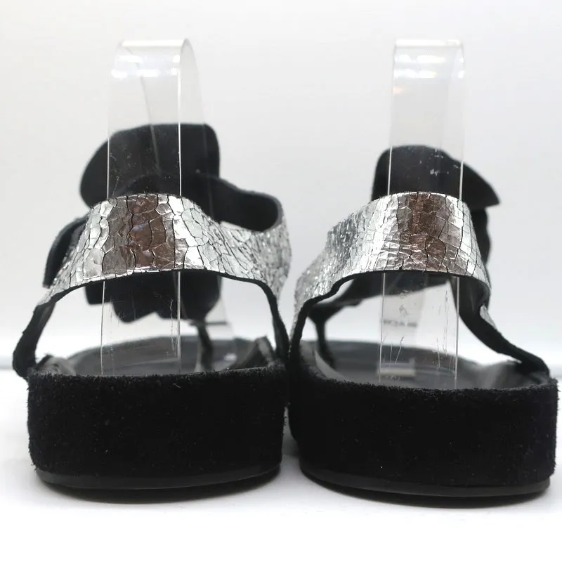 Isabel Marant Leakey Rüschen Sandalen Silber Metallic Leder Größe 41