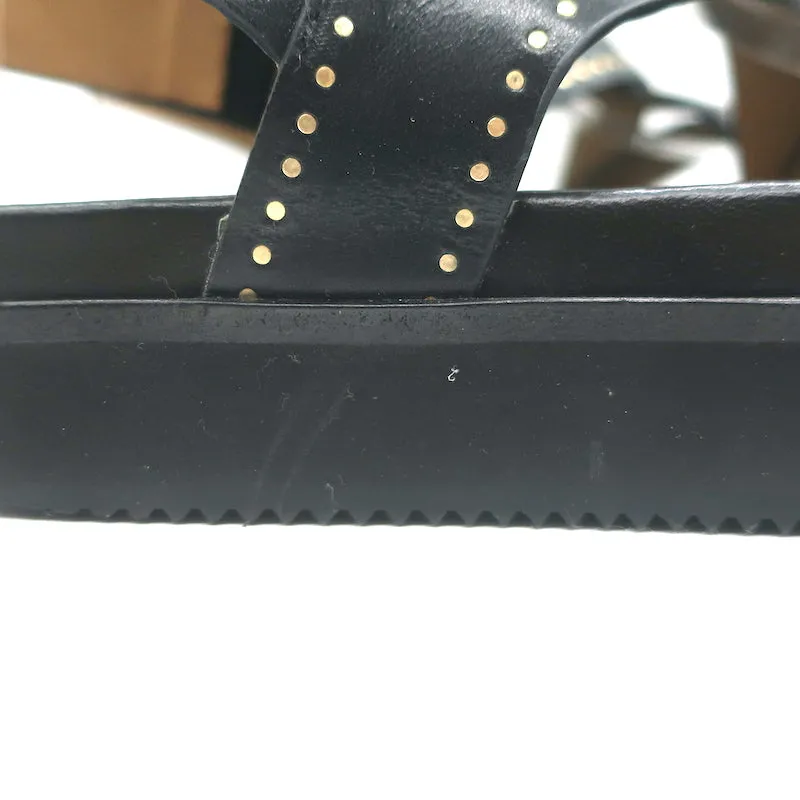 Isabel Marant Neryse Nieten Plateau-Sandalen Schwarz Leder Größe 36