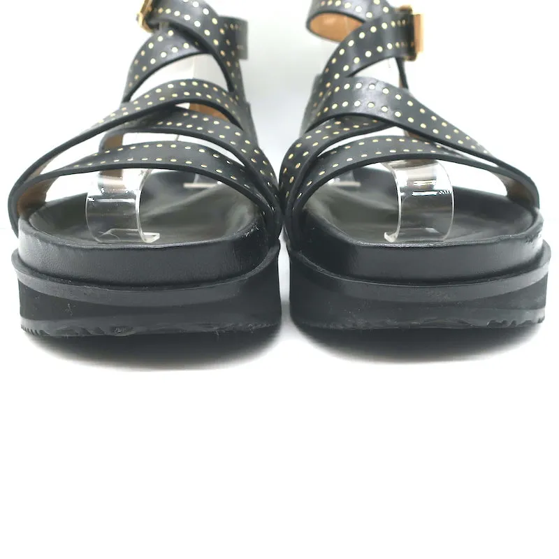 Isabel Marant Neryse Nieten Plateau-Sandalen Schwarz Leder Größe 36