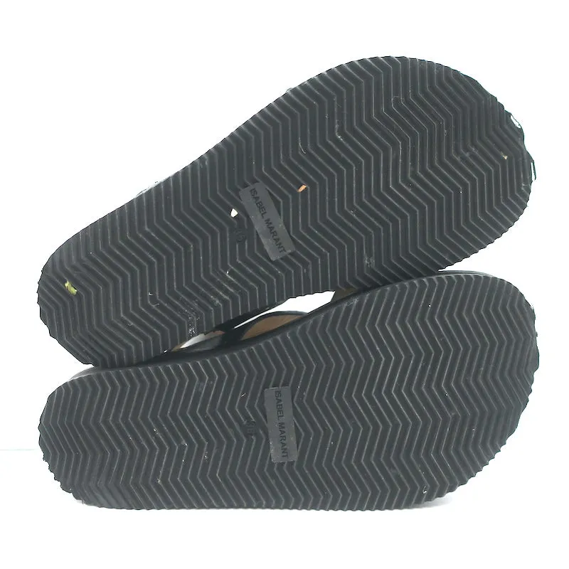 Isabel Marant Neryse Nieten Plateau-Sandalen Schwarz Leder Größe 36