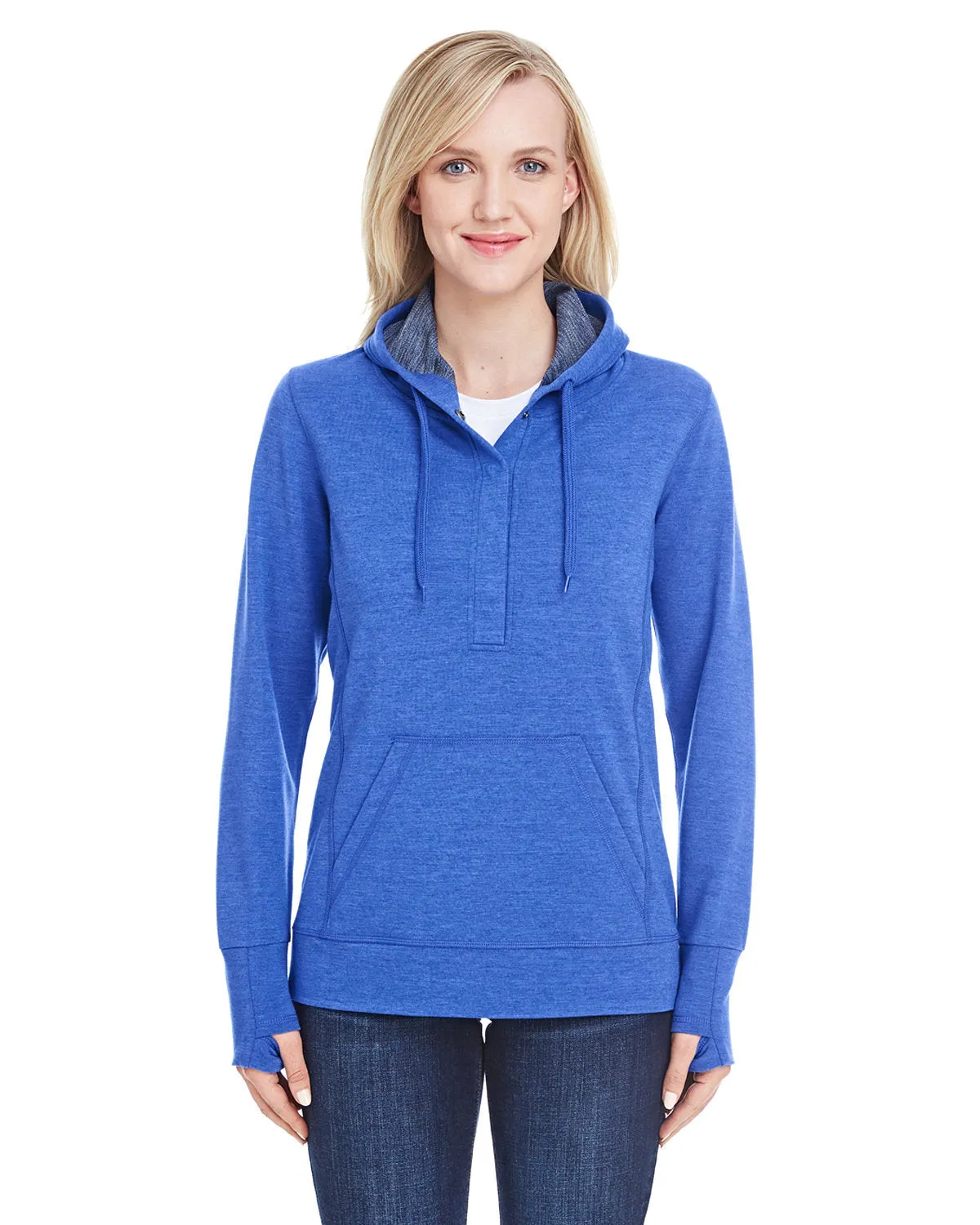 J America JA8431 Damen Omega Stretch-Snap-Placket Kapuzenpullover