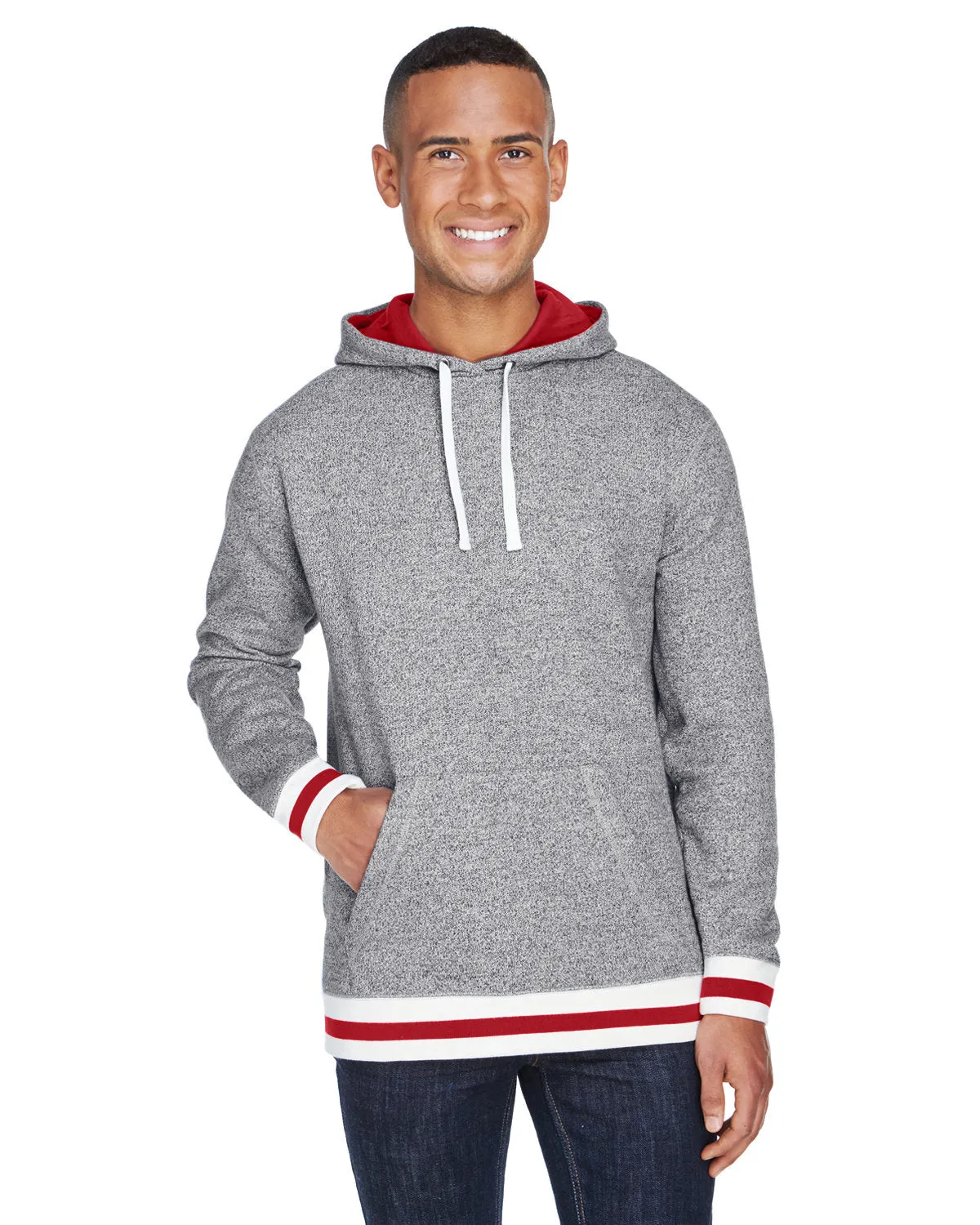 J America JA8701 Erwachsene Pfeffer-Fleece Kapuzenpullover mit Überlappung
