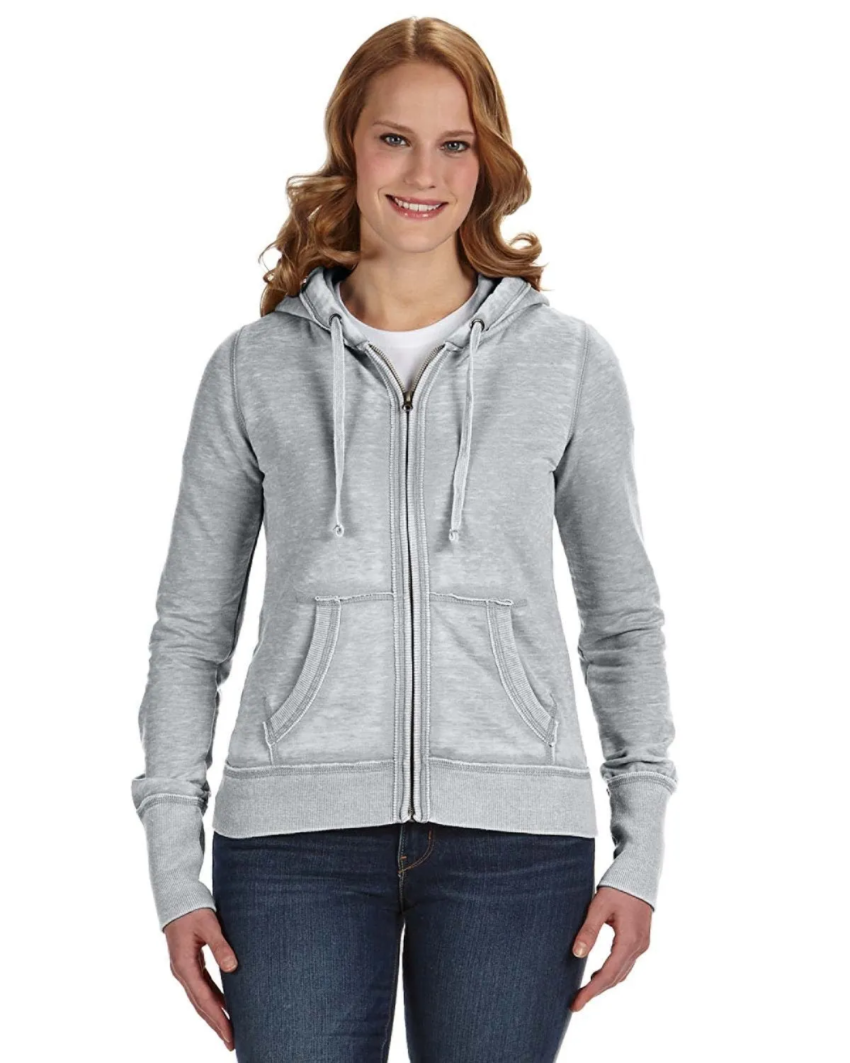 J America JA8913 Damen Zen Fleece Kapuzenpullover mit Reißverschluss