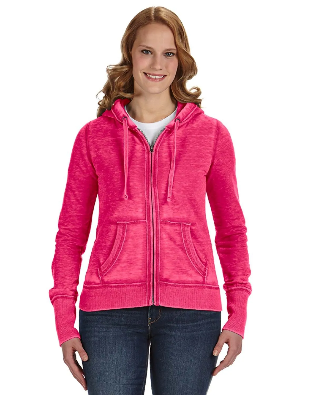 J America JA8913 Damen Zen Fleece Kapuzenpullover mit Reißverschluss