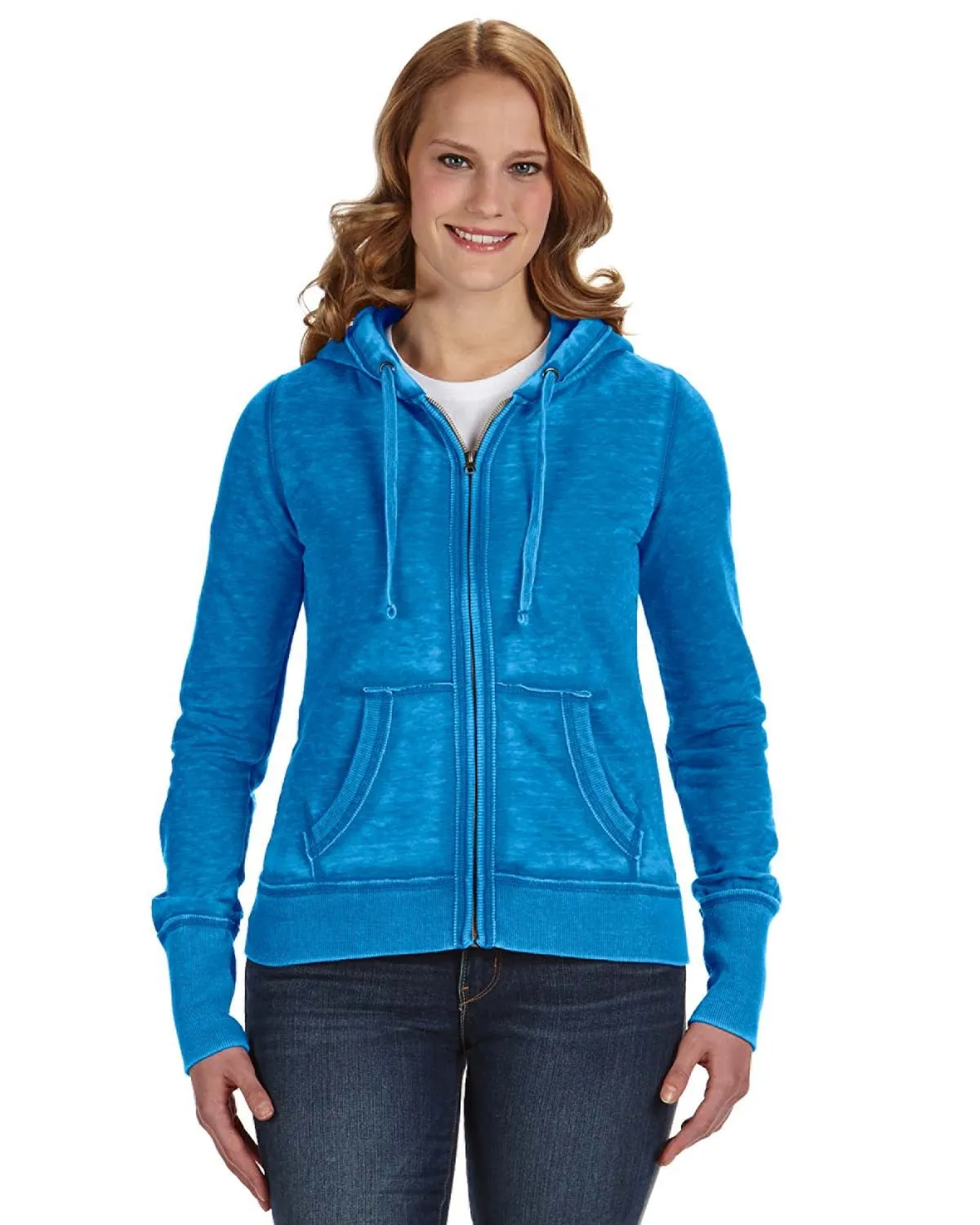 J America JA8913 Damen Zen Fleece Kapuzenpullover mit Reißverschluss