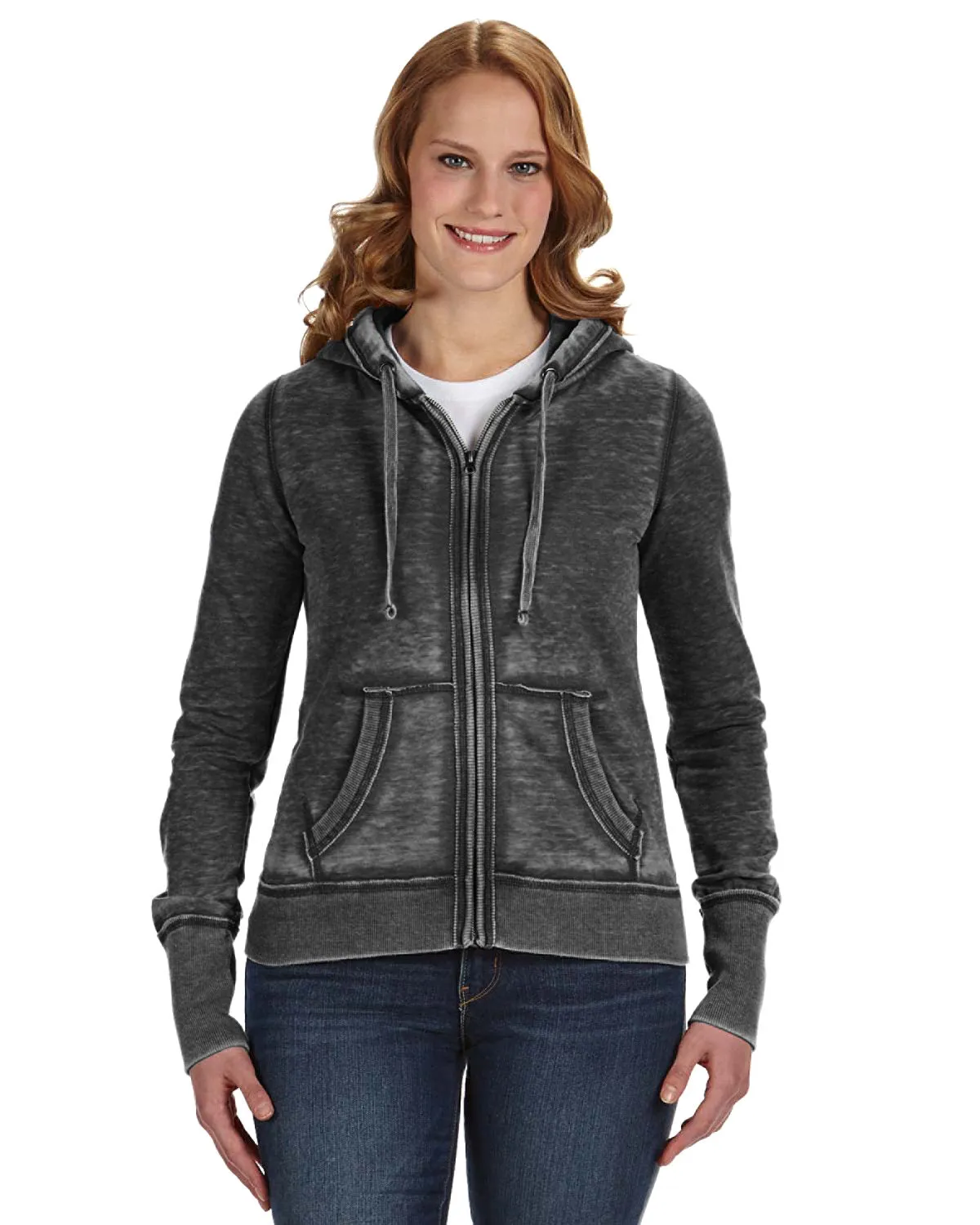 J America JA8913 Damen Zen Fleece Kapuzenpullover mit Reißverschluss