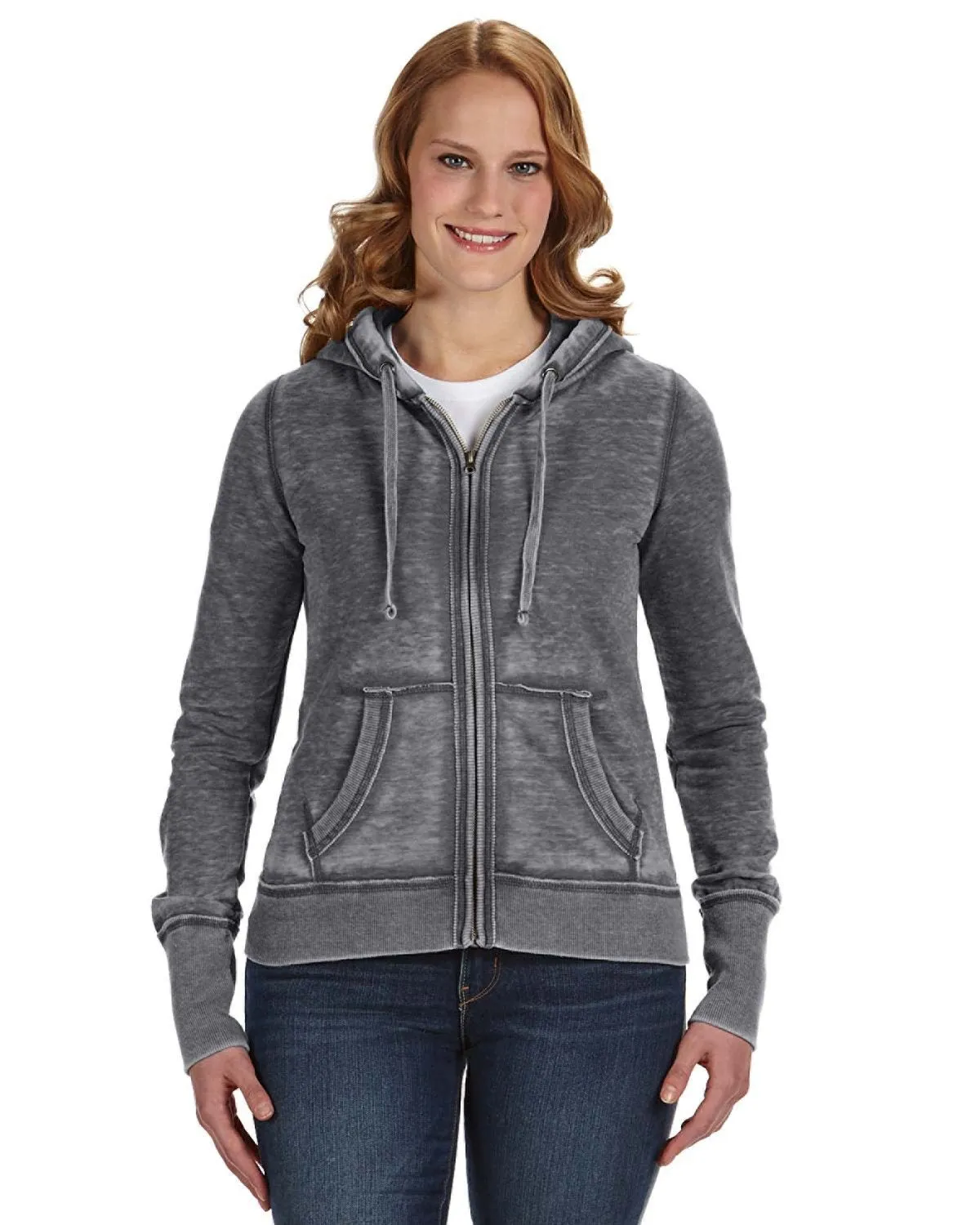 J America JA8913 Damen Zen Fleece Kapuzenpullover mit Reißverschluss