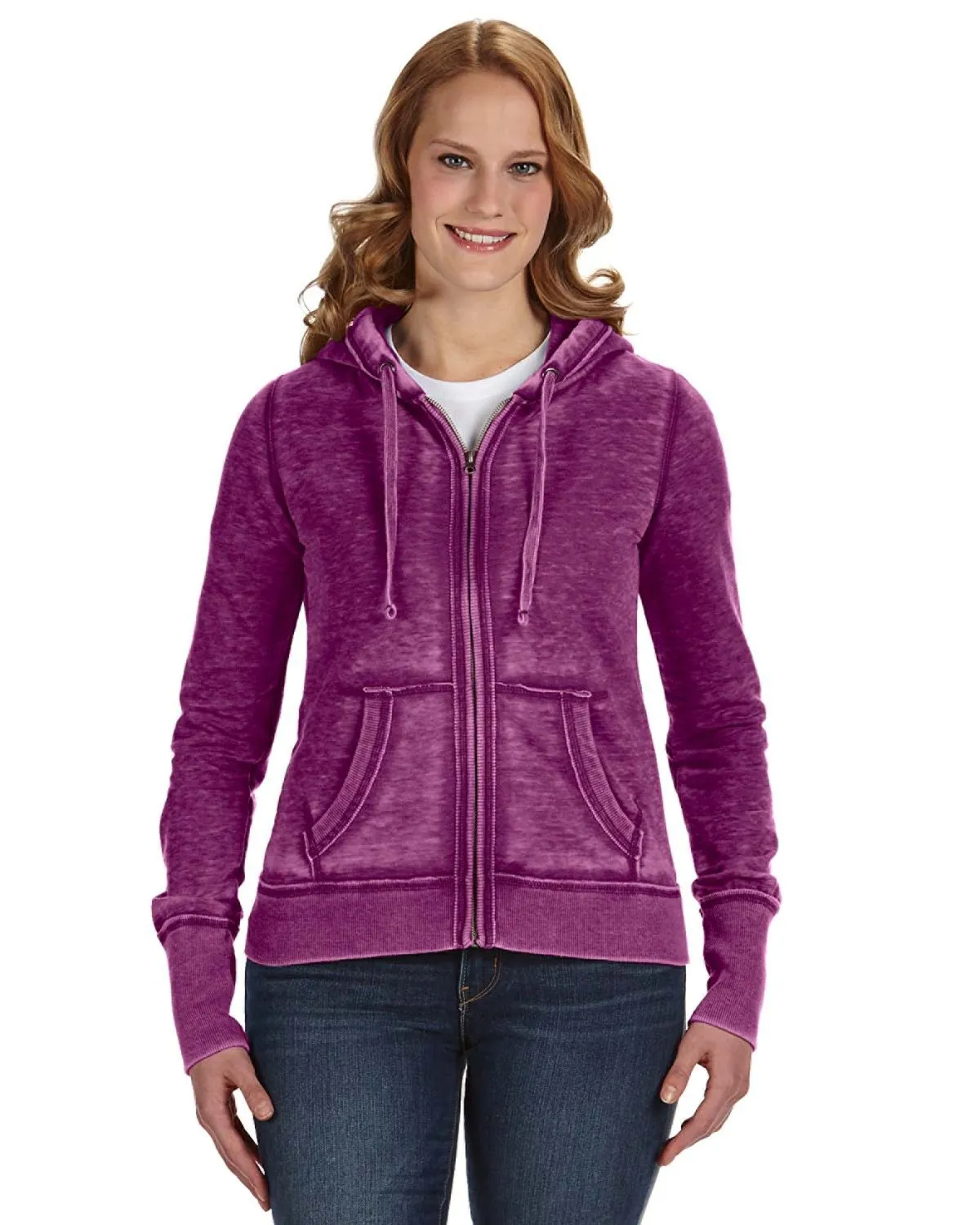 J America JA8913 Damen Zen Fleece Kapuzenpullover mit Reißverschluss