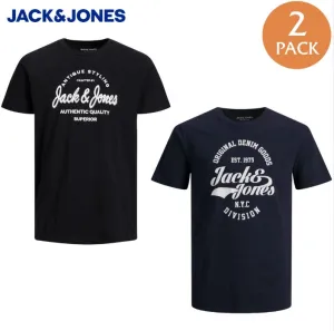 Jack & Jones 2er-Pack Rafa Logo T-Shirts Schwarz